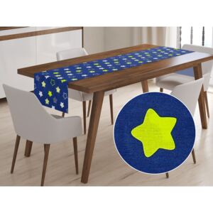 Dětský bavlněný běhoun na stůl Sandra SA-046 Hvězdičky na modrém 20x140 cm
