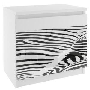 Originální noční stolek Laila - bílý / zebra lesk