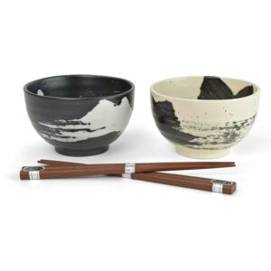 Japonsko Set keramických misek s hůlkami Japan Kaemon