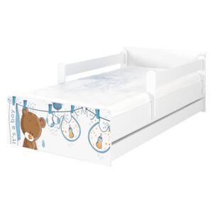 Dětská postel Max Baby Medvídek 160x80 cm - BÍLÁ - Bez zábran a se šuplíkem