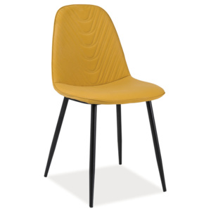 Jídelní čalouněná židle ve žluté barvě s kovovou konstrukcí typ A KN399
