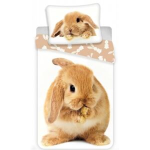 Jerry Fabrics povlečení bavlna fototisk Bunny brown 140x200 70x90 cm