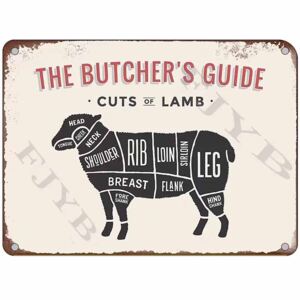 Cedule The Butchers Guide - Cuts of Lamb 40cm x 30cm Plechová cedule