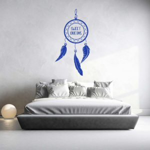 GLIX Lapač snů Sweet dreams - samolepka na zeď Modrá 50x25 cm