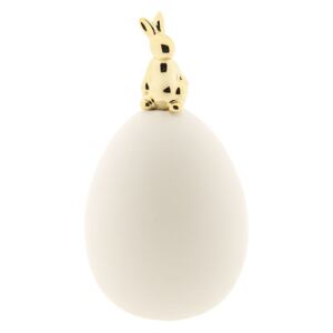 Dekorační vajíčko se zlatým králíkem - Ø 9*17 cm