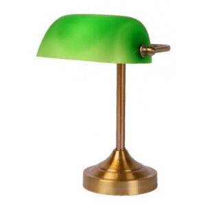 LUCIDE Banker Lamp E14 W22cm H30cm Glass Green/Bronze stolní lampa