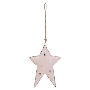 Vánoční kovová růžová hvězda k zavěšení - 12*1*16 cm
