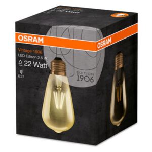 OSRAM LED Filament Vintage 1906 Edison 2.5W E27 / 225lm / 2500K / 15000h / noDIM / A++ / Sklo čiré GOLD (4058075808706) - Osram LED žárovka RF CL FILGD E27 2,8W 21W teplá bílá 2400K