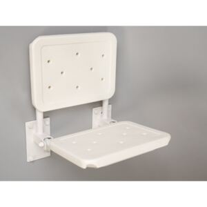 Koupelnové sedátko sklopné závěsné invalidní BÍLÉ s opěradlem COMPACT domadlo