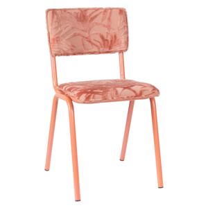 Růžová čalouněná jídelní židle ZUIVER BACK TO MIAMI s palmovým motivem