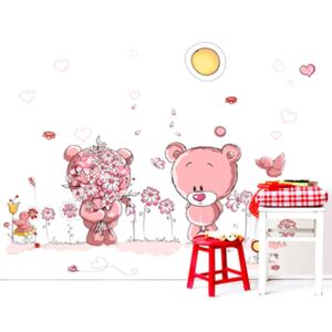Dětskézábrany Samolepka na zeď Růžoví medvědi