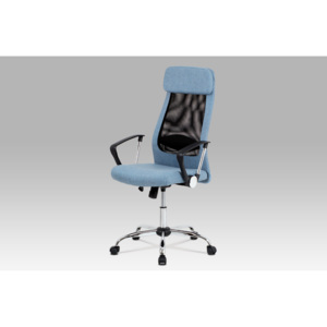Kancelářská židle s houpacím mechanismem modrá látka a MESH černá KA-E302 BLUE