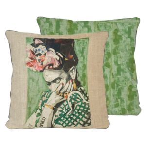 Oboustranný polštář Madre Selva Frida Collage Green, 45 x 45 cm