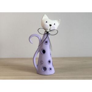 Keramická lucerna fialová kočka Světluška