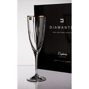 Diamante sklenice na šampaňské v dárkovém balení Mirage Gold 220ml 6KS