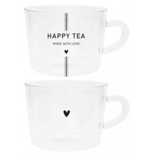 Sklenice na čaj HAPPY TEA, srdíčko, černá, 10x7 cm Bastion Collections PH-TUMBL-TEA-012