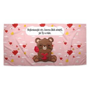 Ručník SABLO - Nejkrásnější věc, kterou Bůh stvořil, jsi Ty a růže 50x100 cm