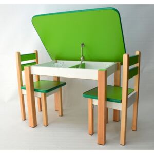 Stůl a dvě židličky ST1 zeleno-přírodní