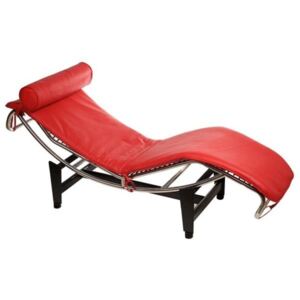 Relaxační křeslo inspirované LC4 kožené červená