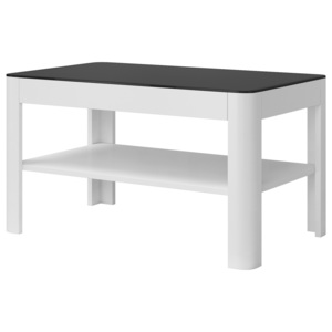 Konferenční stolek Tiano 99, bílá/černé sklo