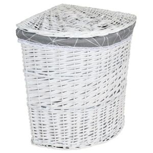 Košíkárna Koš na prádlo proutěný, rohový, bílý, 39x39x55 cm