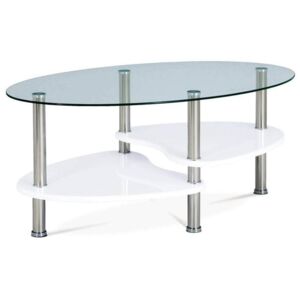 Konferenční stolek FRANKFURT sklo/bílá vysoký lesk
