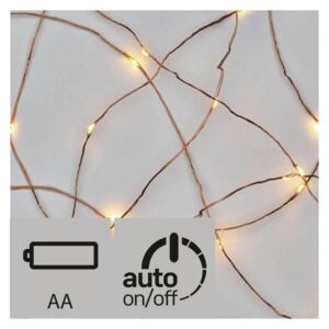 LED vánoční nano řetěz na baterie, s časovačem, 1,9m, měděný Emos ZY1952