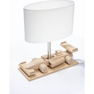 Stolní dřevěná dětská lampička ve tvaru formule, bílá Hellux TRUCK 411.23.09