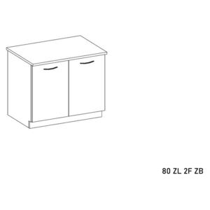Kuchyňská skříňka dřezová s pracovní deskou EPSILON 80 ZL 2F ZB, 80x82x60, černá/bílá