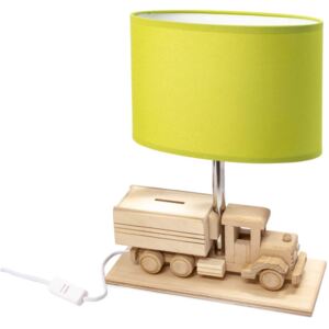 Stolní dřevěná dětská lampička ve tvaru náklaďáku, zelená Hellux TRUCK 411.24.25