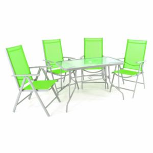 Zahradní skládací set stůl + 4 stohovatelné židle - zelená