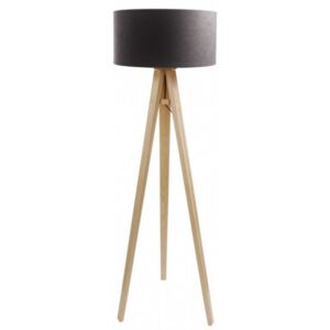 Timberlight Stojací lampa Luna šedá + zlatý vnitřek + dřevěné nohy