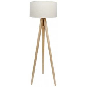 Timberlight Stojací lampa Luna bílá + zlatý vnitřek + dřevěné nohy