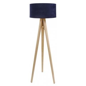 Timberlight Stojací lampa Luna modrá + zlatý vnitřek + dřevěné nohy