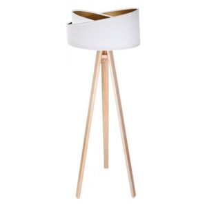 Timberlight Stojací lampa Awena bílá + zlatý vnitřek + dřevěné nohy