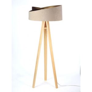 Timberlight Stojací lampa Awena mix béžová + zlatý vnitřek + dřevěné nohy