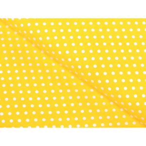 Goldea bavlněná látka simona - vzor 844 bílé puntíky na žlutém - metráž š. 140 cm 140 cm