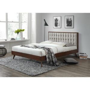 Manželská postel Halmar SOLOMO, 160x200 cm, béžová / vlašský ořech