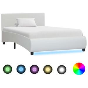 Rám postele s LED světlem bílý umělá kůže 90 x 200 cm