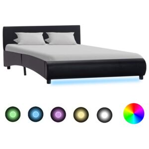 Rám postele s LED světlem černý umělá kůže 120 x 200 cm