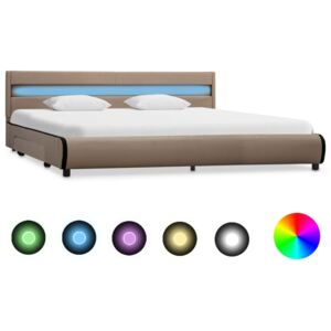 Rám postele s LED cappuccino umělá kůže 180 x 200 cm