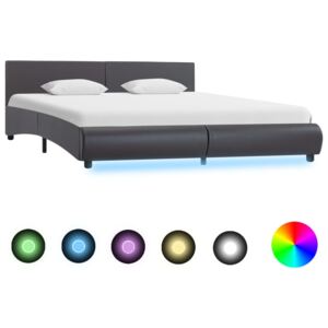 Rám postele s LED světlem šedý umělá kůže 160 x 200 cm