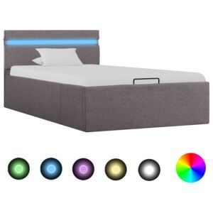 Zvedací rám postele s LED světlem taupe textil 100 x 200 cm