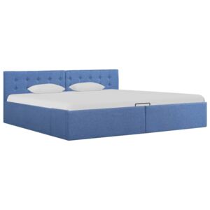 Rám postele s úložným prostorem modrý textil 180 x 200 cm