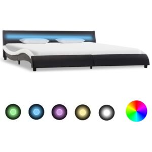 Rám postele s LED světlem černobílý umělá kůže 180 x 200 cm