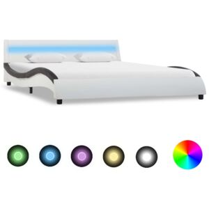 Rám postele s LED světlem bíločerný umělá kůže 140 x 200 cm
