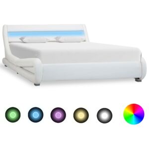 Rám postele s LED bílý umělá kůže 120 x 200 cm