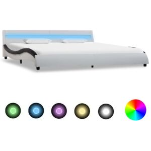 Rám postele s LED světlem bíločerný umělá kůže 180 x 200 cm