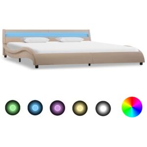 Rám postele s LED světlem cappuccino umělá kůže 180 x 200 cm