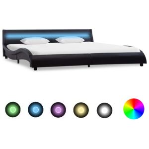 Rám postele s LED světlem černý umělá kůže 180 x 200 cm